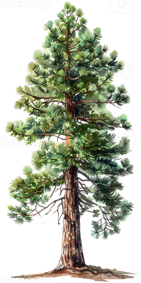 pine tree illustrated in a cartoon style and isolated against a transparent background png