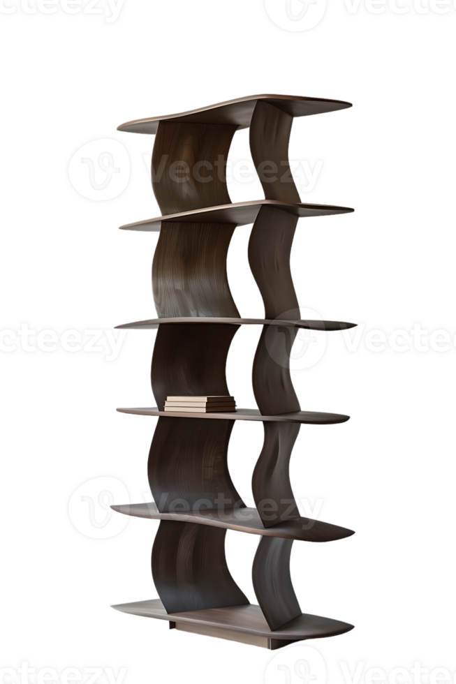 Vertical bookshelf alone against transparent backdrop png
