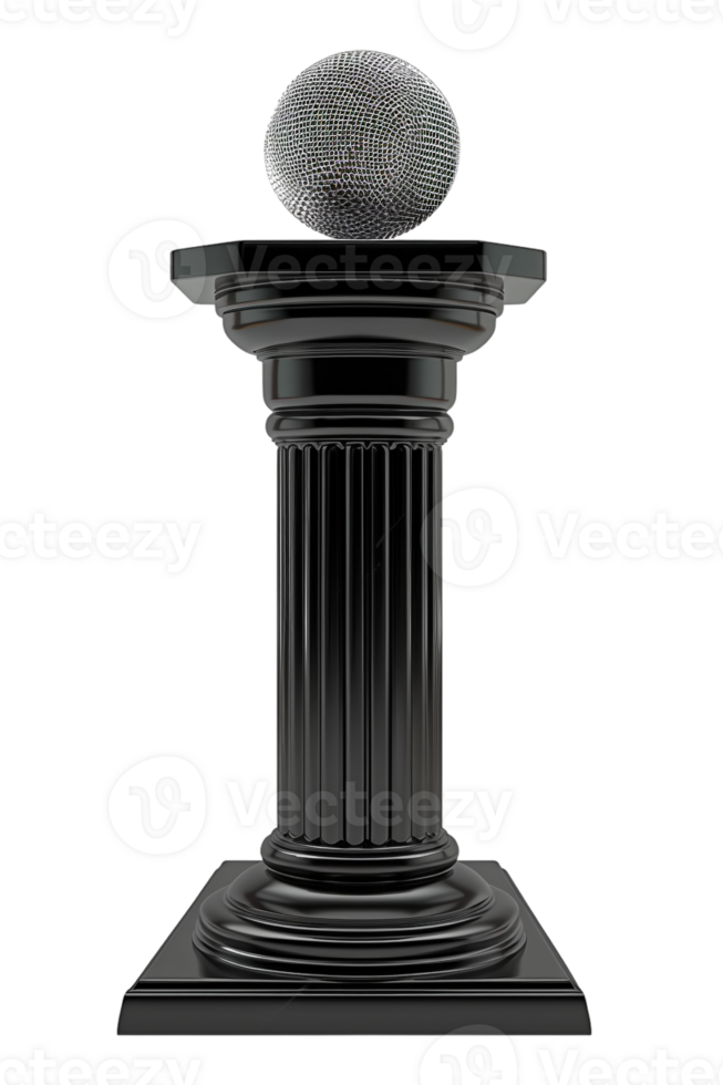 podium with a pulpit microphone isolated against a transparent background png