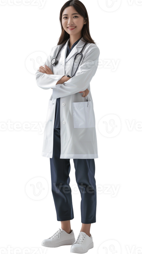 souriant et sur de soi femelle médecin isolé sur une transparent Contexte png
