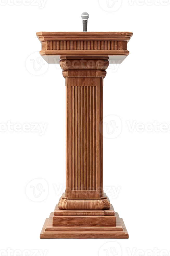 podium with a pulpit microphone isolated against a transparent background png