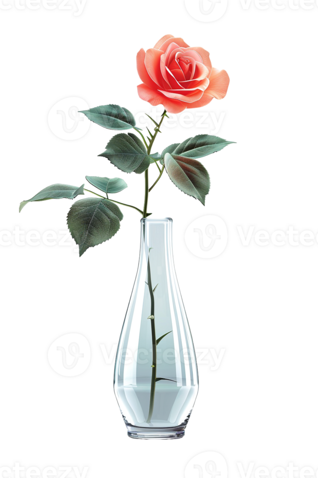 rose in a vase isolated against a transparent background png