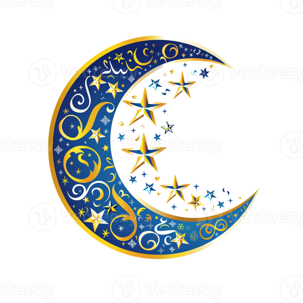 Ramadan moon and star design against transparent backdrop png