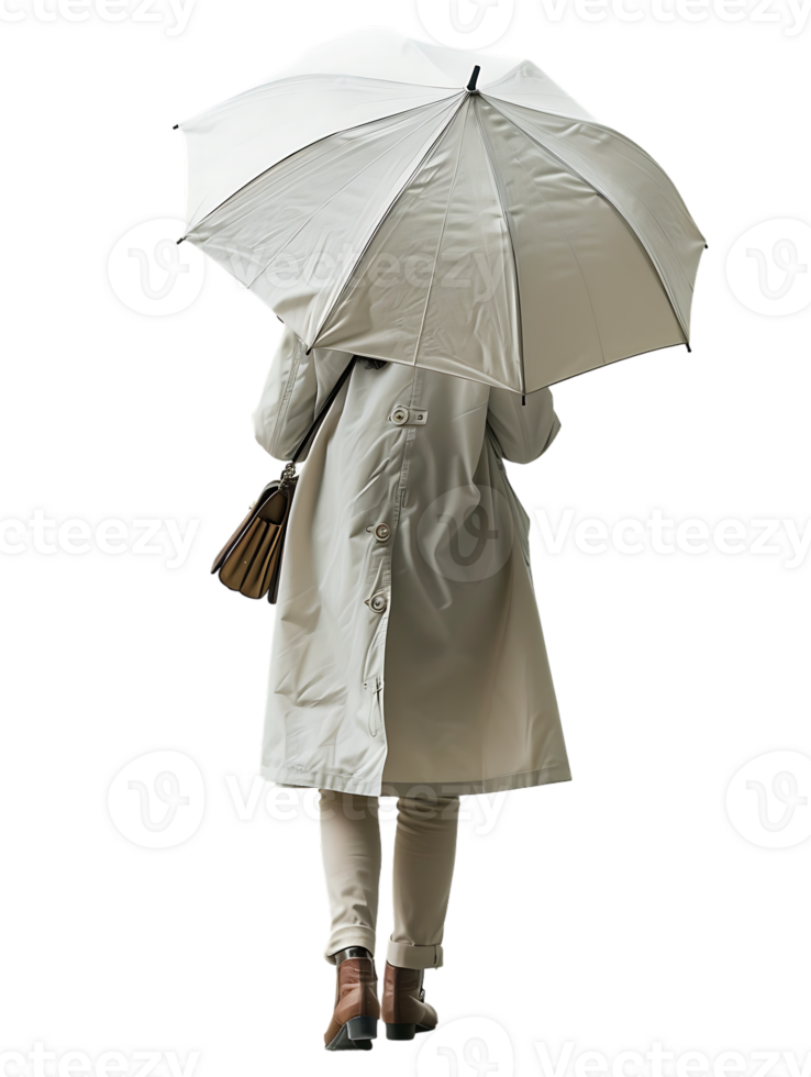 Woman with umbrella, isolated against a transparent background png