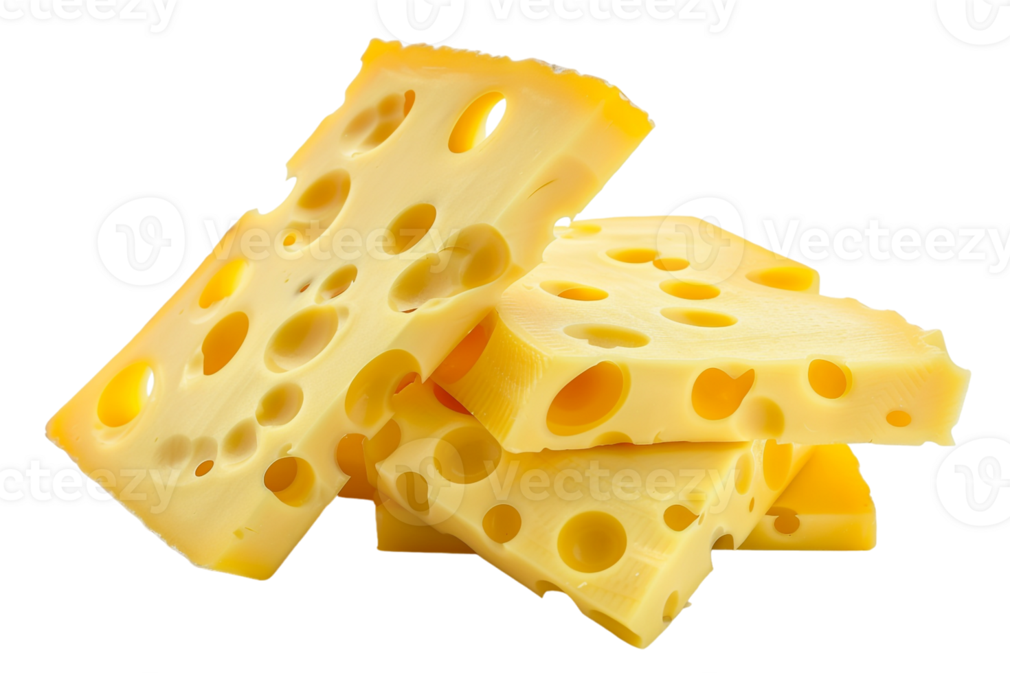 Swiss cheese slices, isolated against a transparent background png