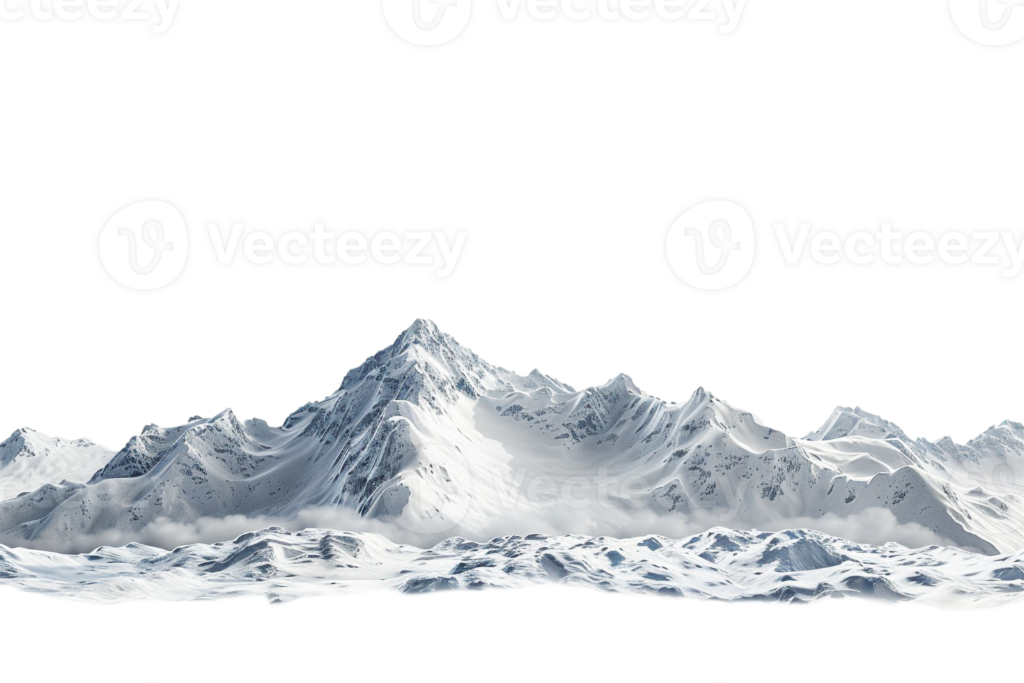 Snow mountain on the horizon, isolated against a transparent background png