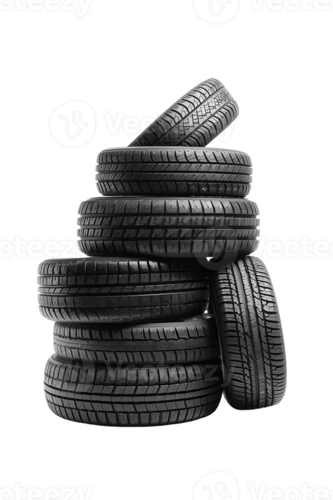 Stack of tires alone against transparent backdrop png
