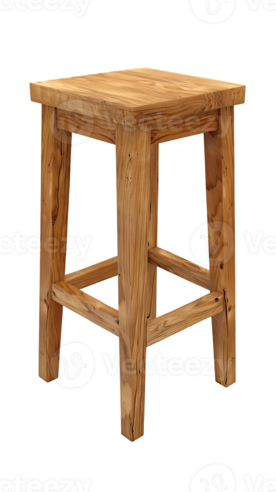 wooden rectangular stool isolated against a transparent background png