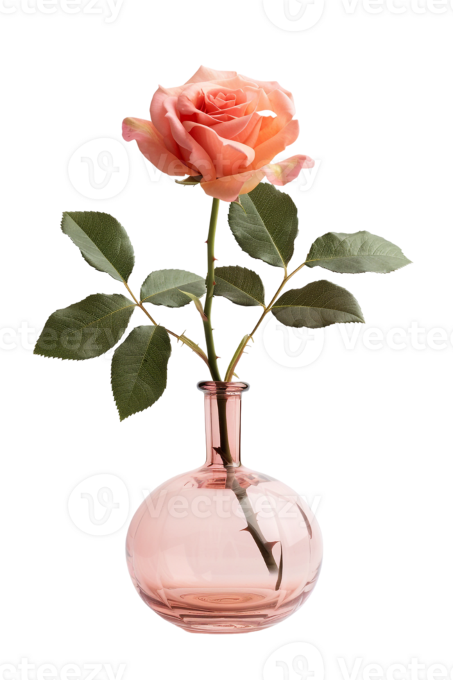rose in a vase isolated against a transparent background png