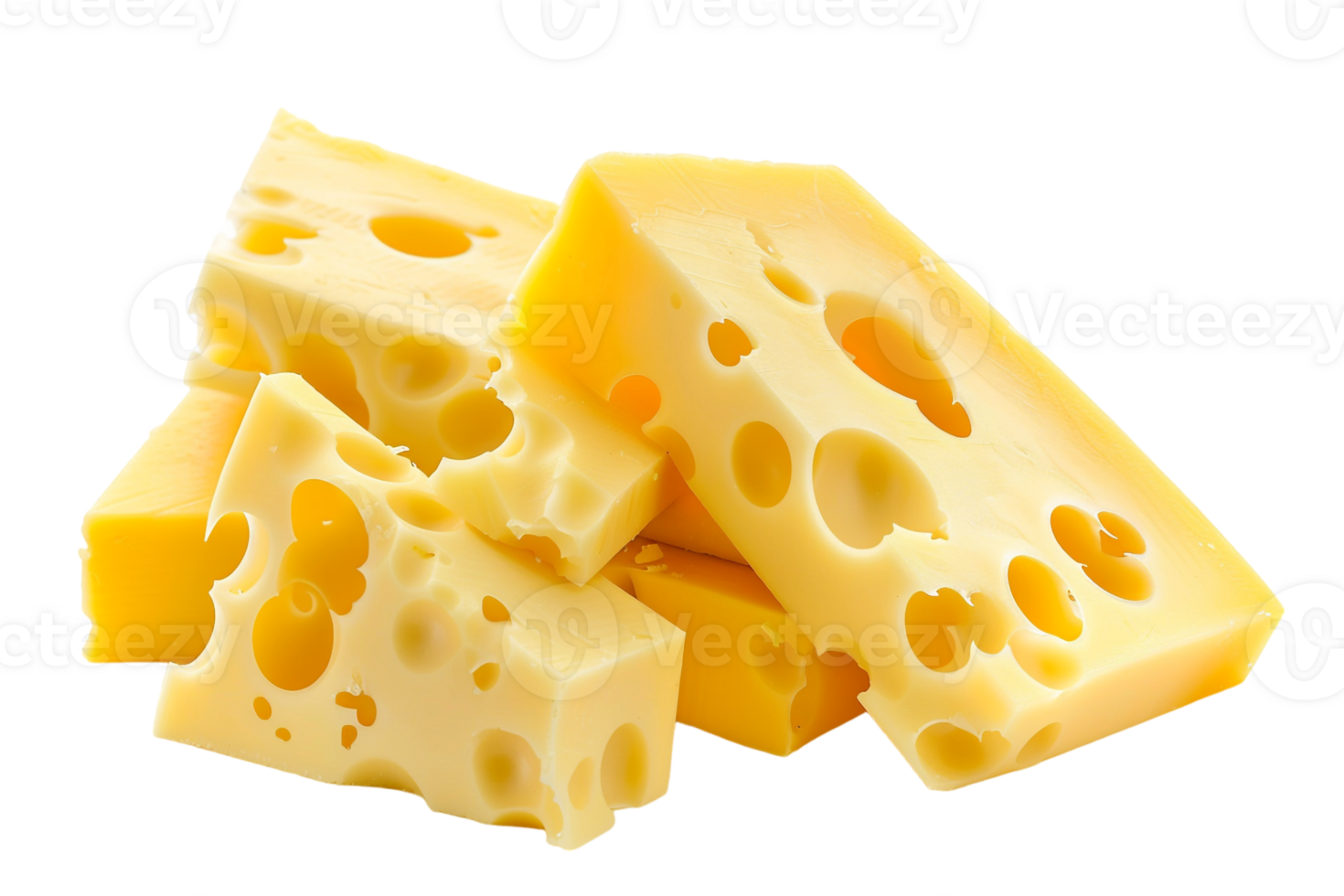 Swiss cheese slices, isolated against a transparent background png