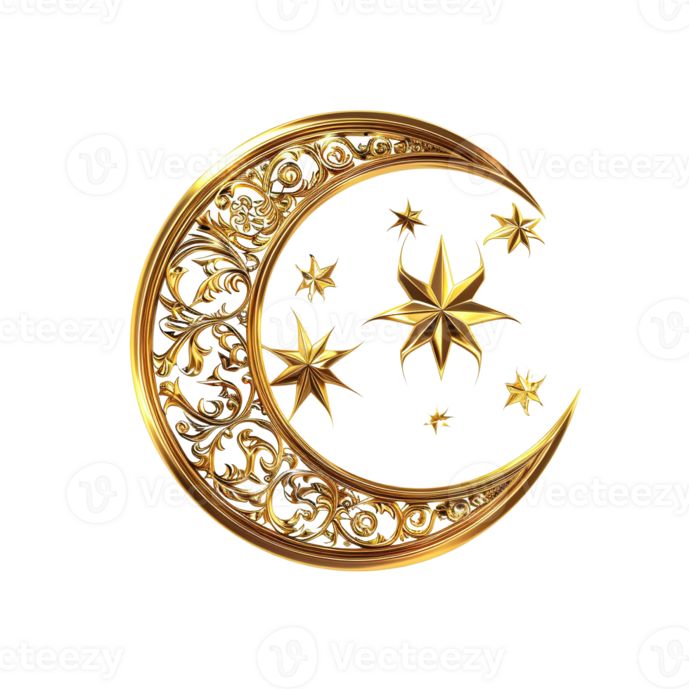 Ramadan moon and star design against transparent backdrop png