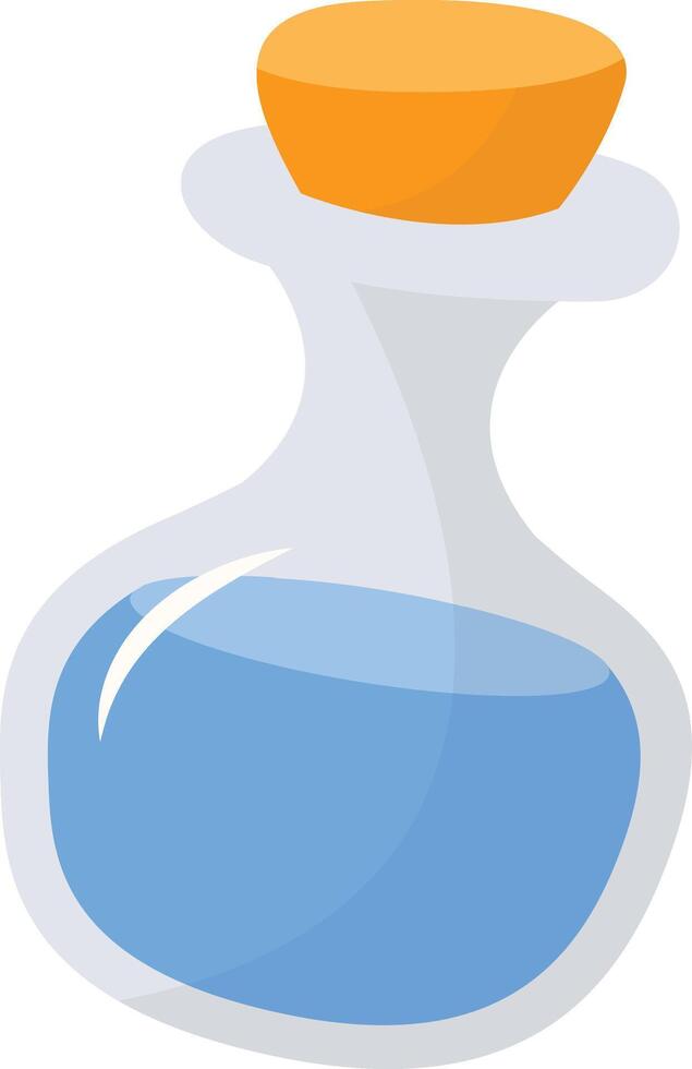 Magic Bottle Potion with Liquid. Isolated on White Background. Illustration in Cartoon Design Concept. vector