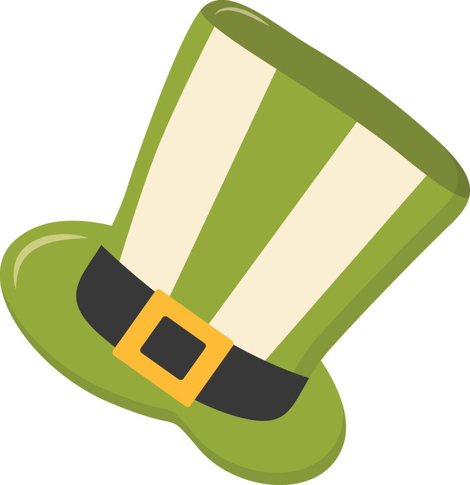 St. Patrick's Day Leprechaun Hat with Tree Leaves Clover Icon. Isolated on White Background vector