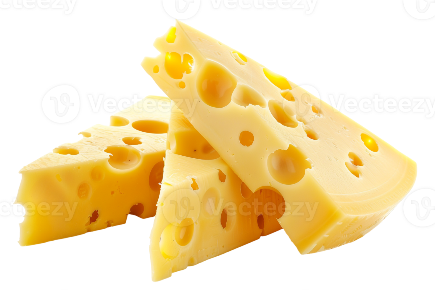 Swiss cheese slices, isolated against a transparent background png