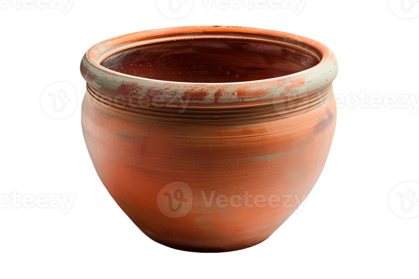 terracotta clay pot, standing alone on a transparent background png