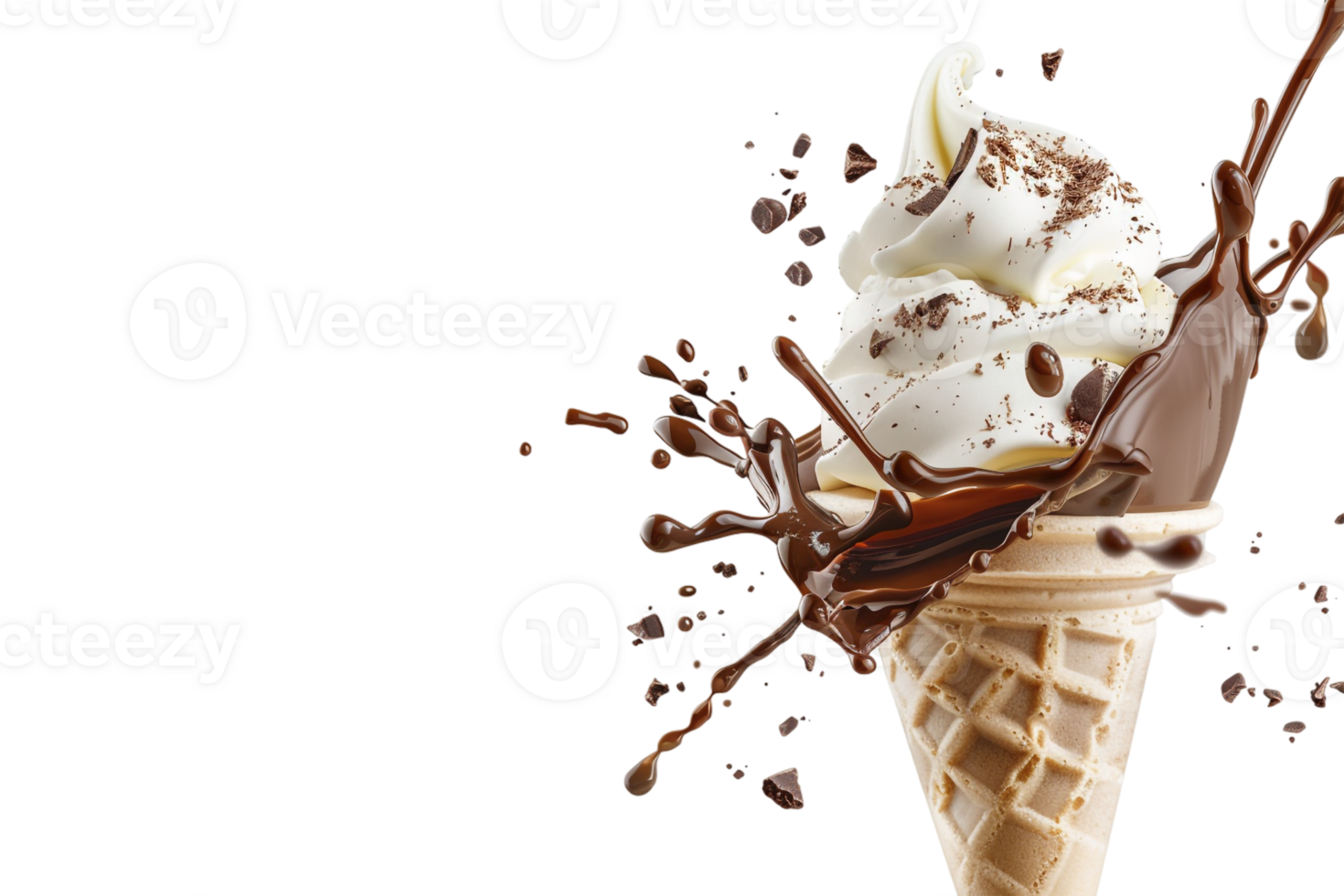 stick kulfa ice cream with a chocolate splash, isolated against a transparent background png