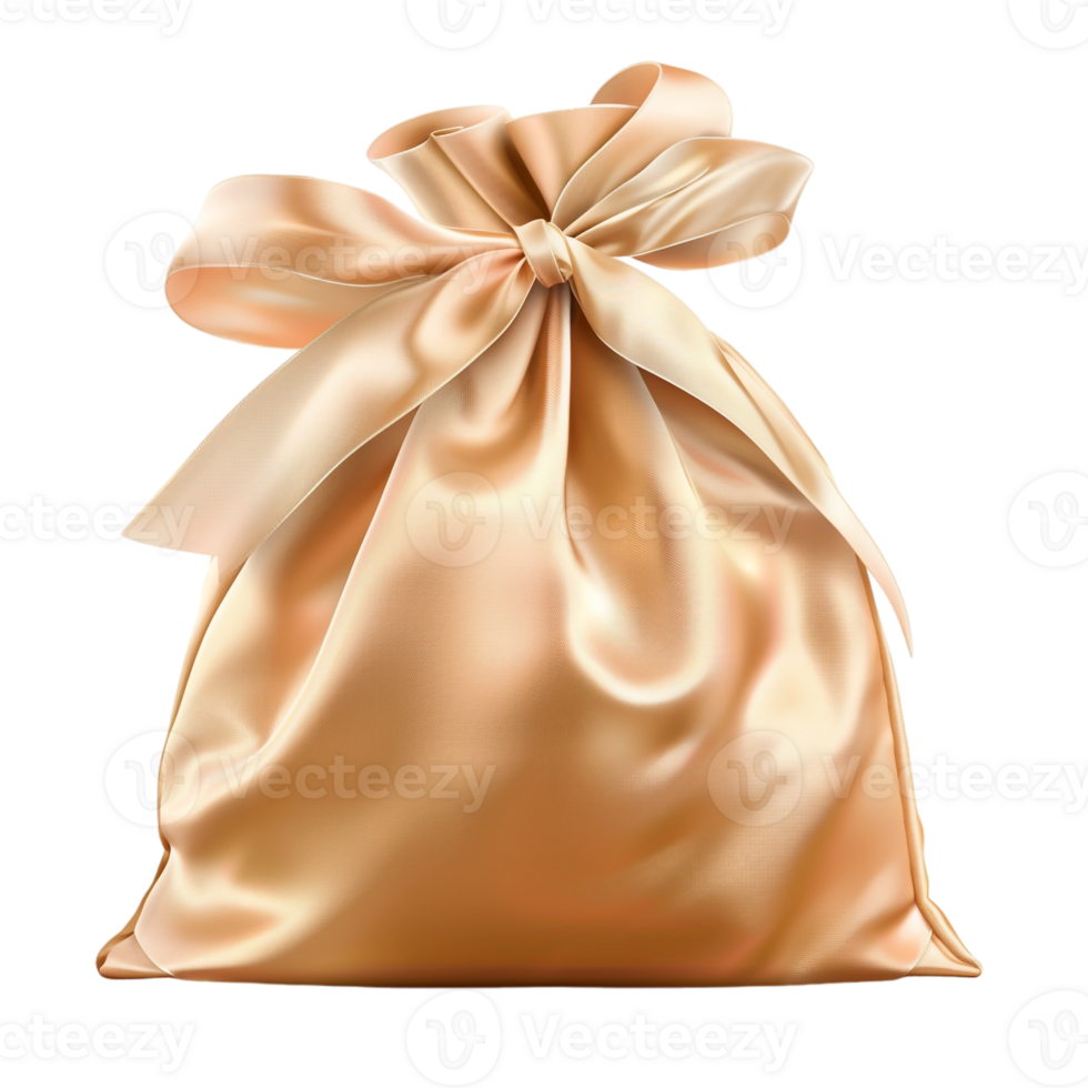 silk bag with a ribbon isolated against a transparent background png
