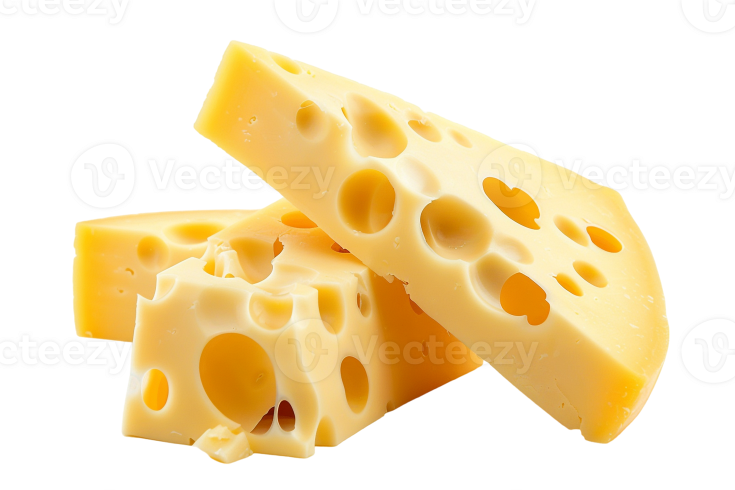 Swiss cheese slices, isolated against a transparent background png