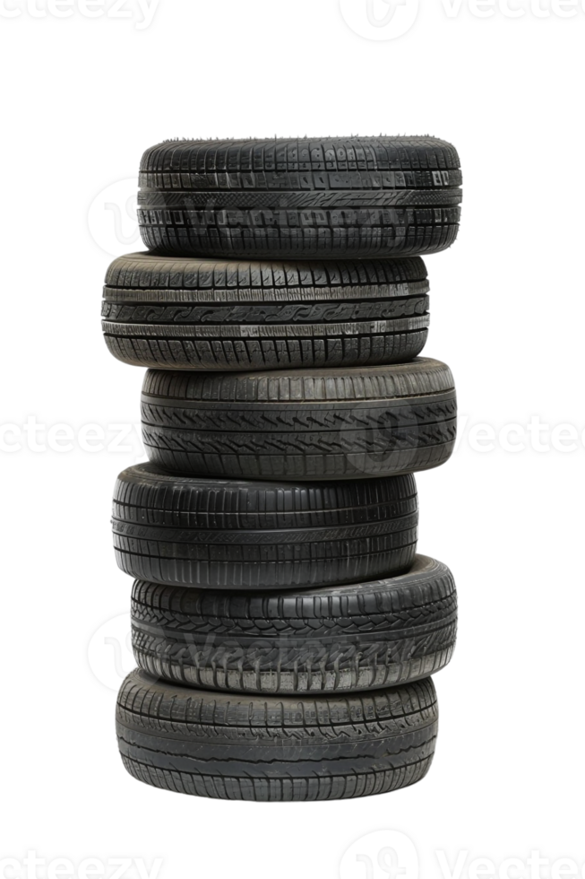 Stack of tires alone against transparent backdrop png