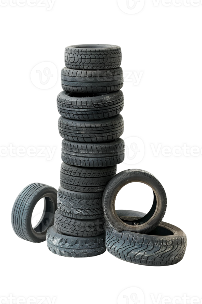 Stack of tires alone against transparent backdrop png