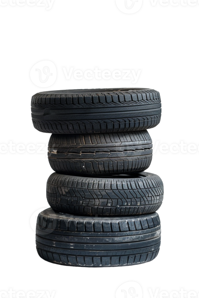 Stack of tires alone against transparent backdrop png
