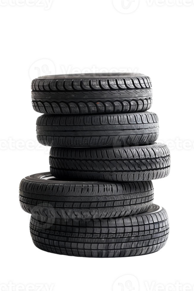 Stack of tires alone against transparent backdrop png