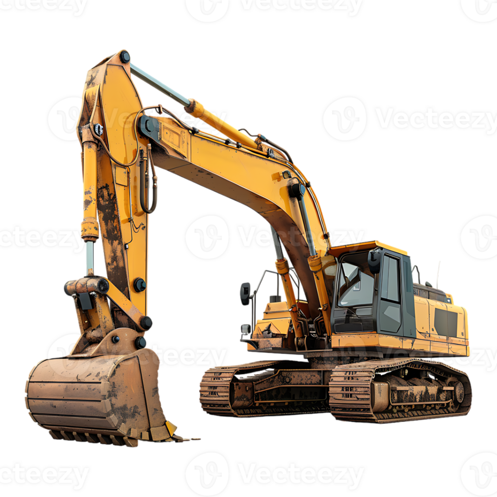 track excavator isolated against a transparent background png