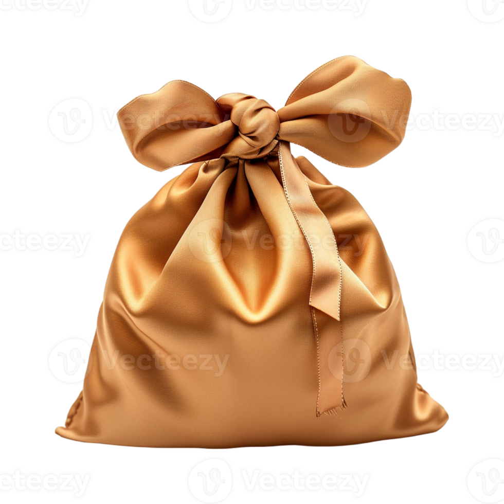 silk bag with a ribbon isolated against a transparent background png
