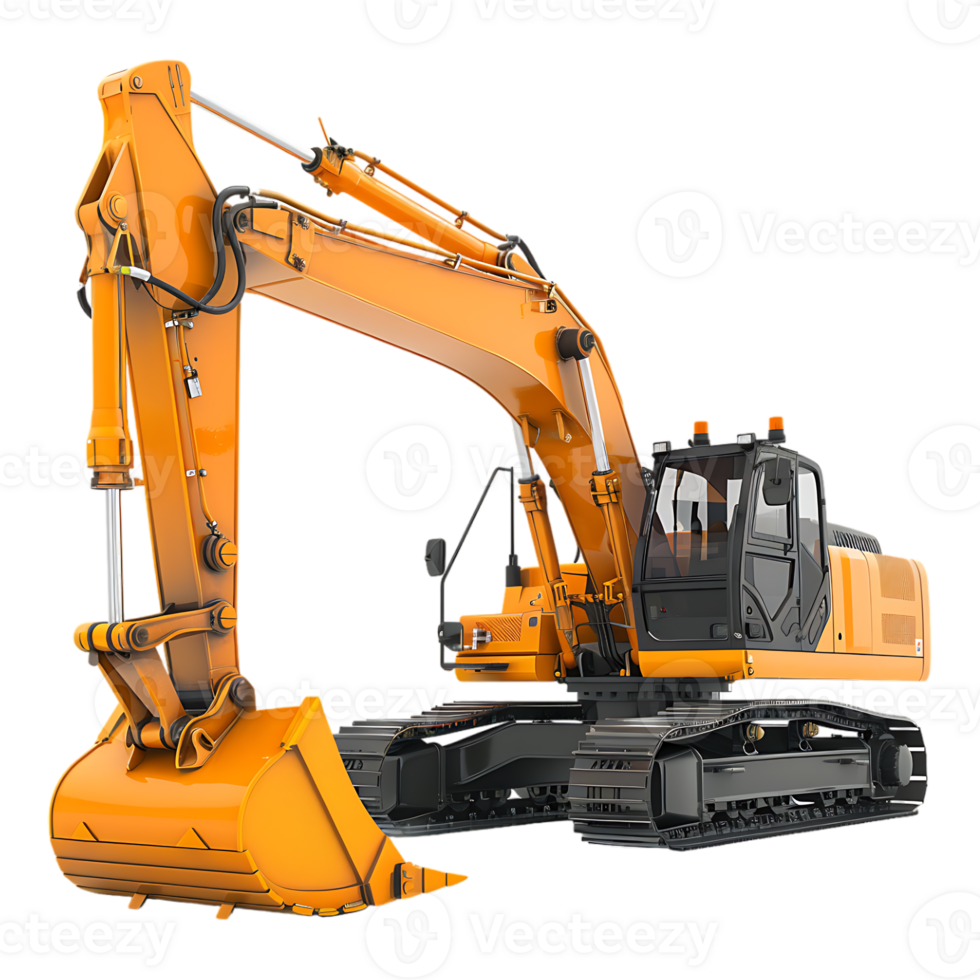 track excavator isolated against a transparent background png