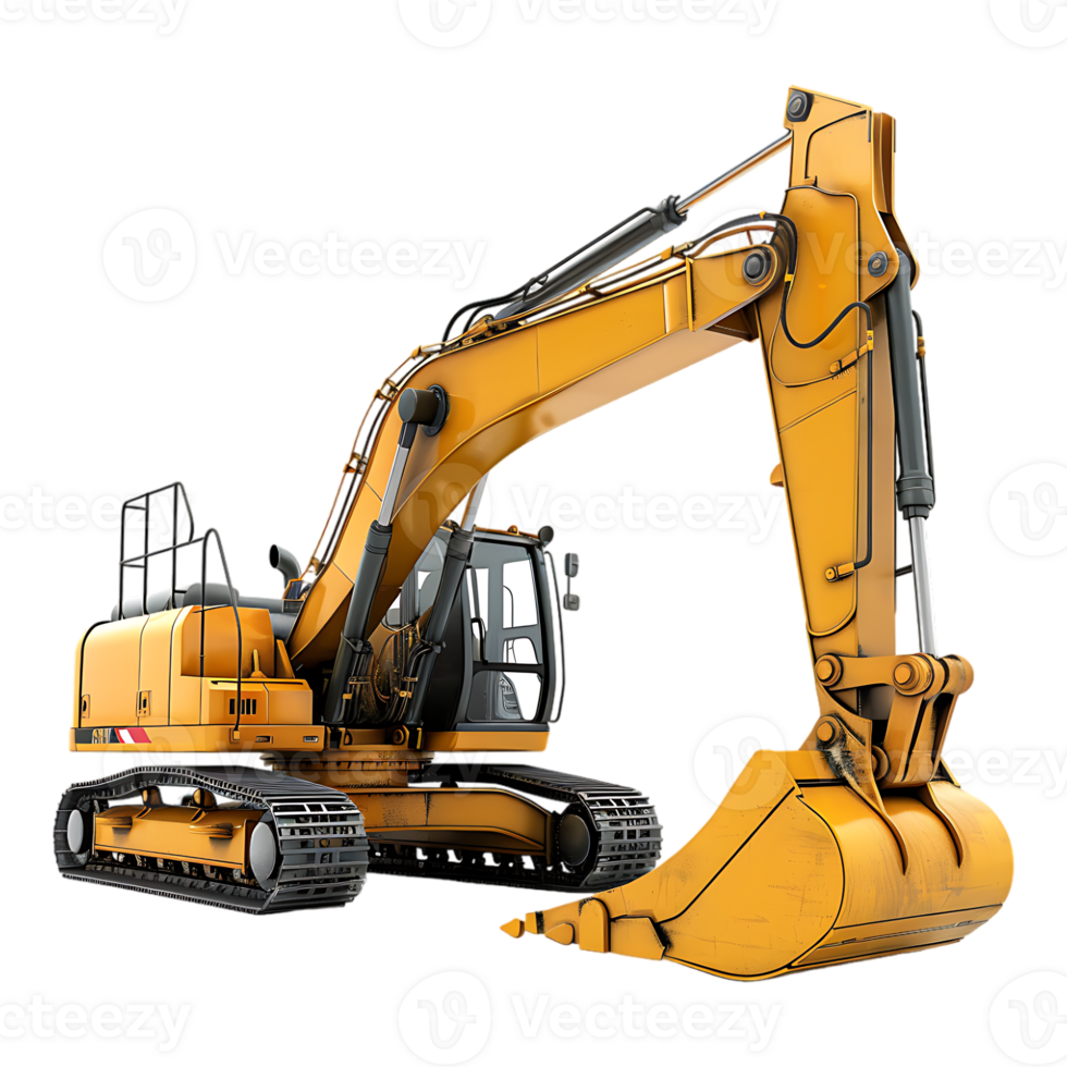 track excavator isolated against a transparent background png