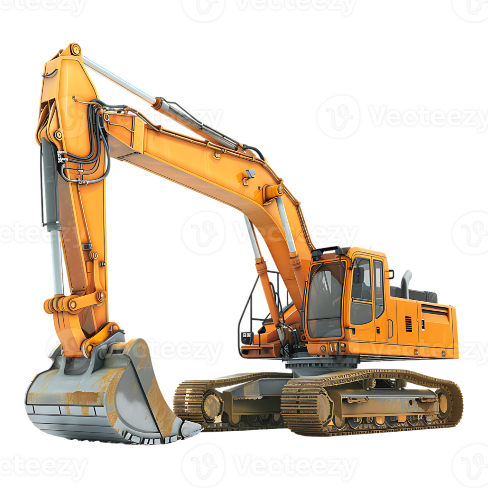track excavator isolated against a transparent background png