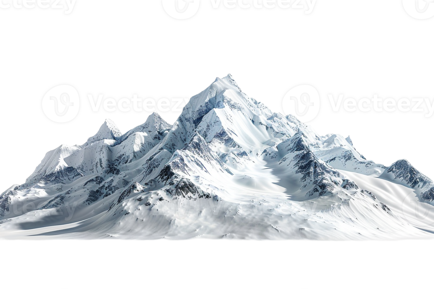 Snow mountain on the horizon, isolated against a transparent background png