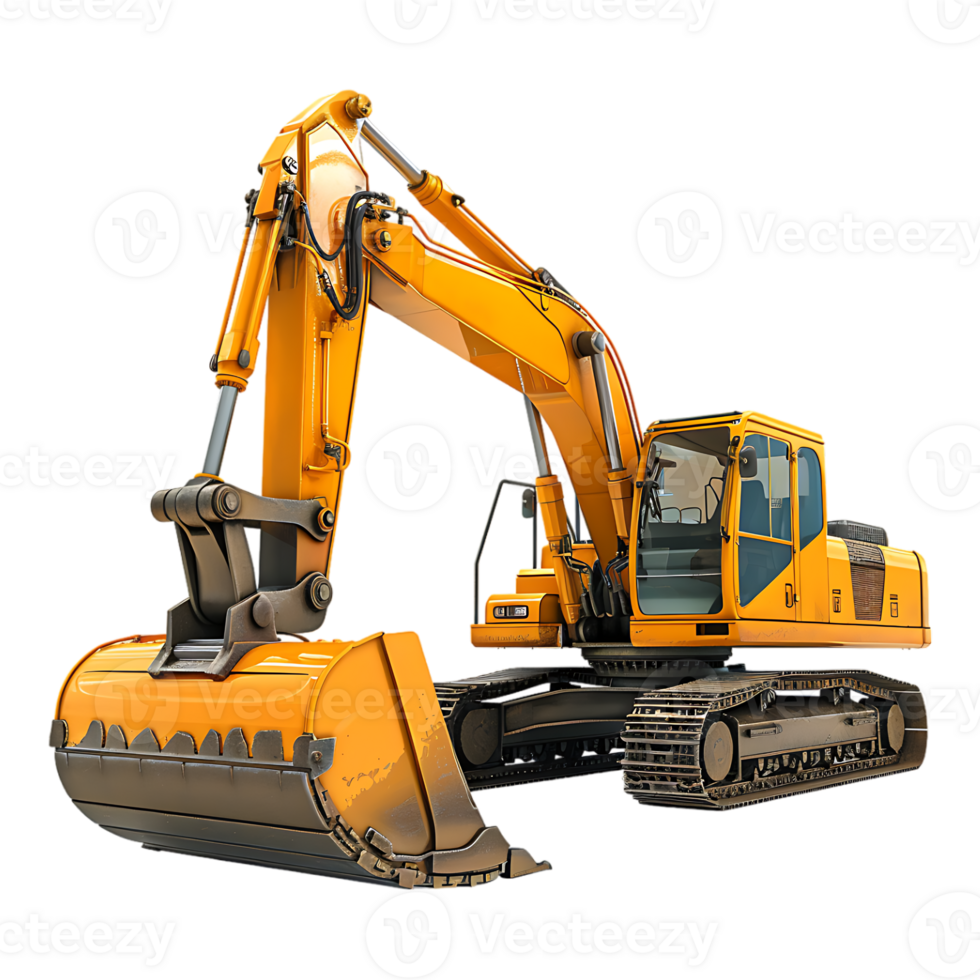 track excavator isolated against a transparent background png