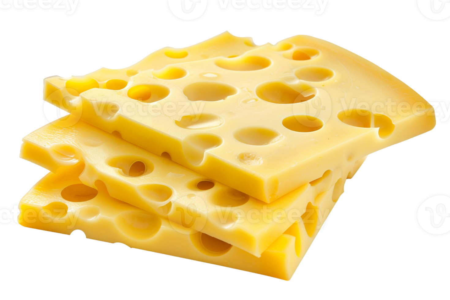 Swiss cheese slices, isolated against a transparent background png