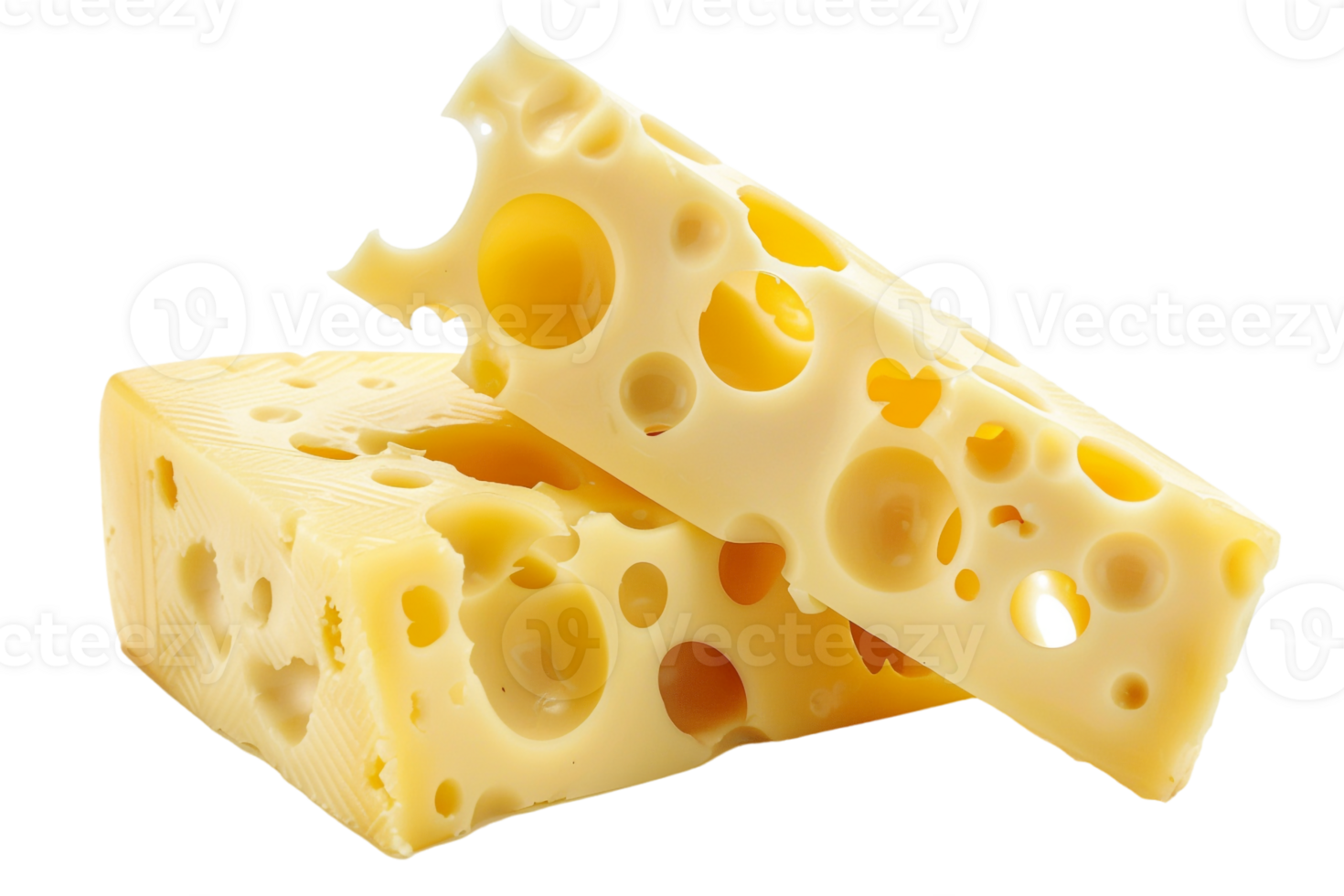 Swiss cheese slices, isolated against a transparent background png