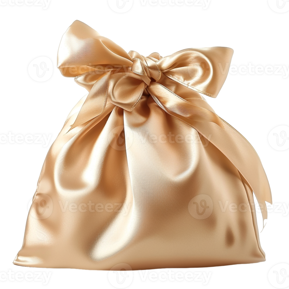 silk bag with a ribbon isolated against a transparent background png