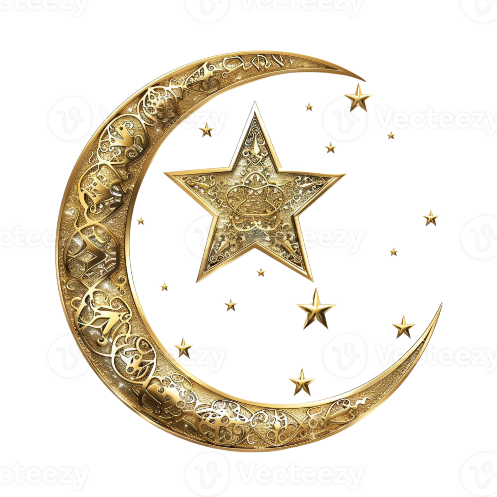 Ramadan moon and star design against transparent backdrop png