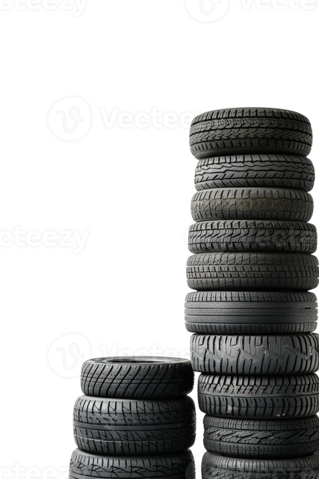 Stack of tires alone against transparent backdrop png