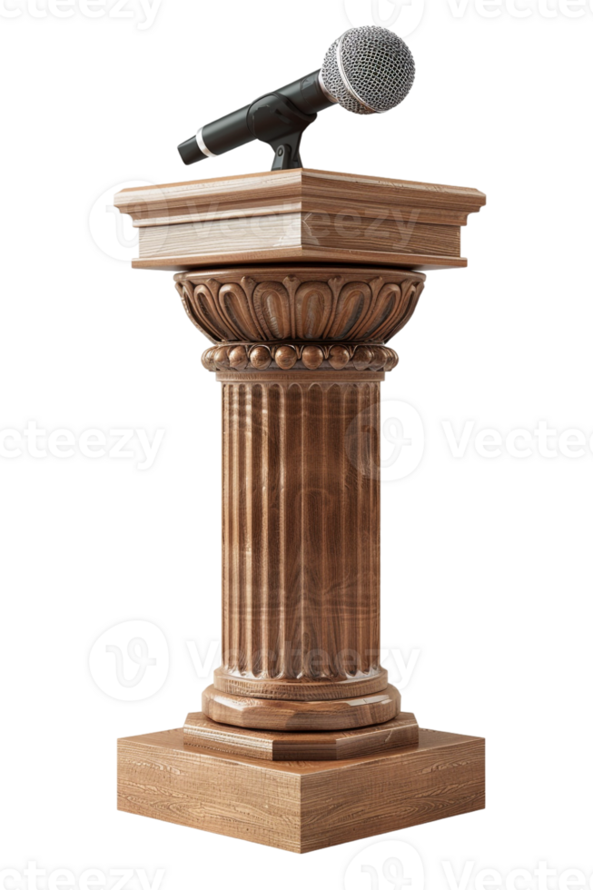 podium with a pulpit microphone isolated against a transparent background png