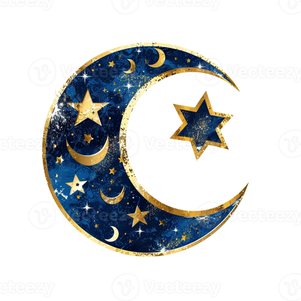 Ramadan moon and star design against transparent backdrop png