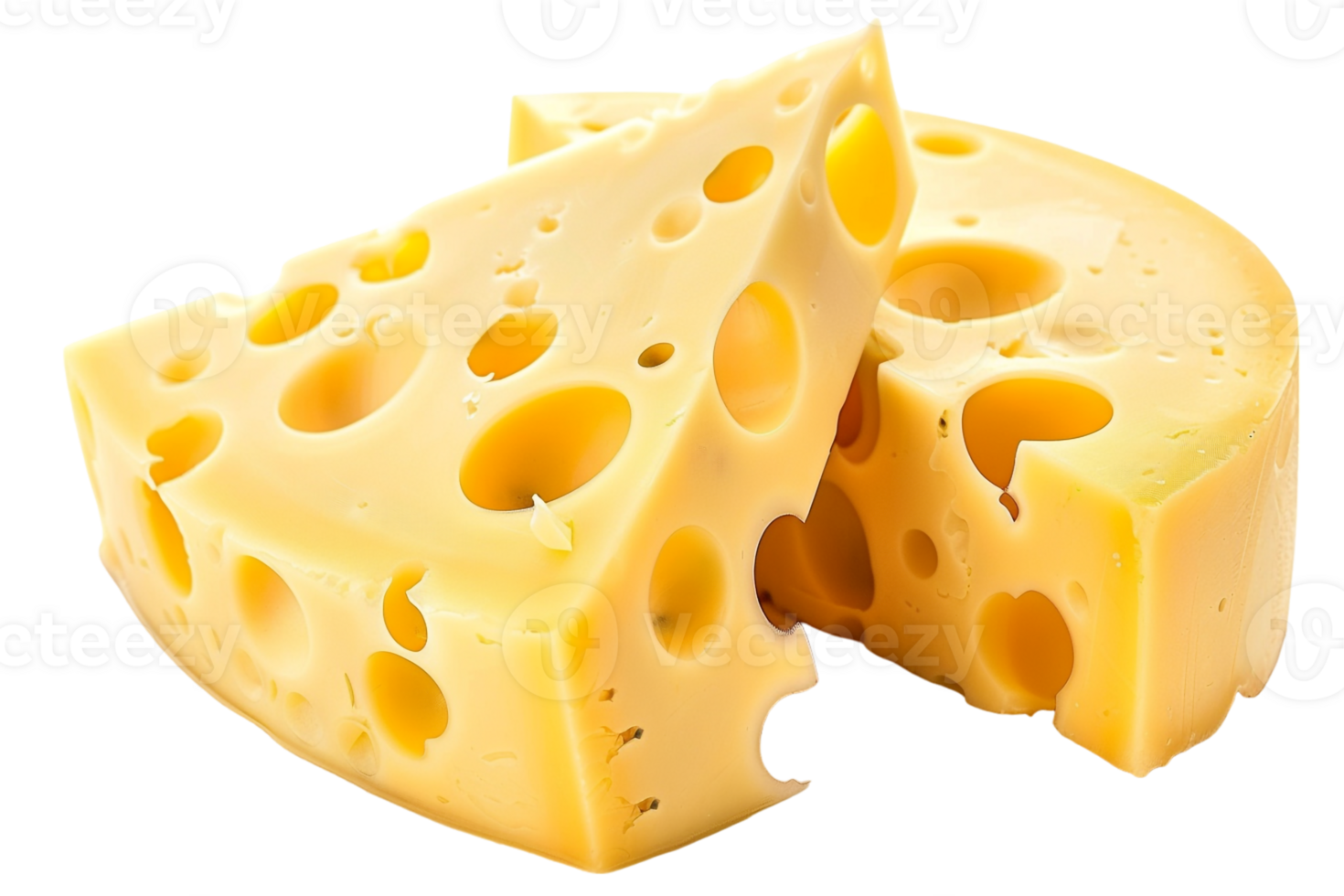 Swiss cheese slices, isolated against a transparent background png