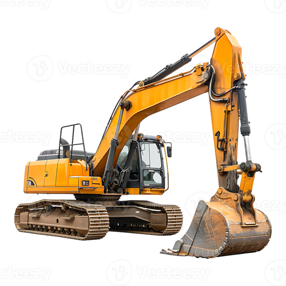 track excavator isolated against a transparent background png