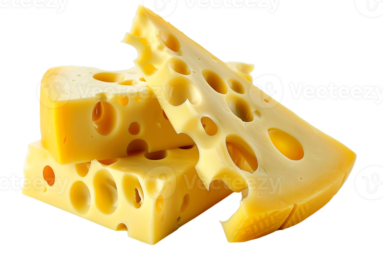 Swiss cheese slices, isolated against a transparent background png