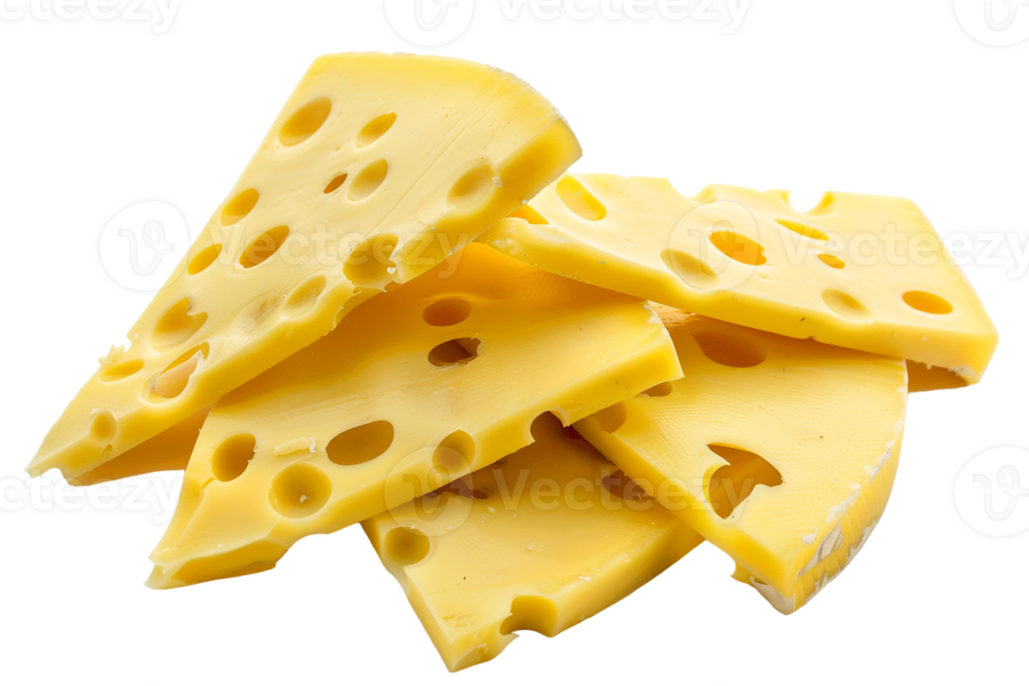 Swiss cheese slices, isolated against a transparent background png