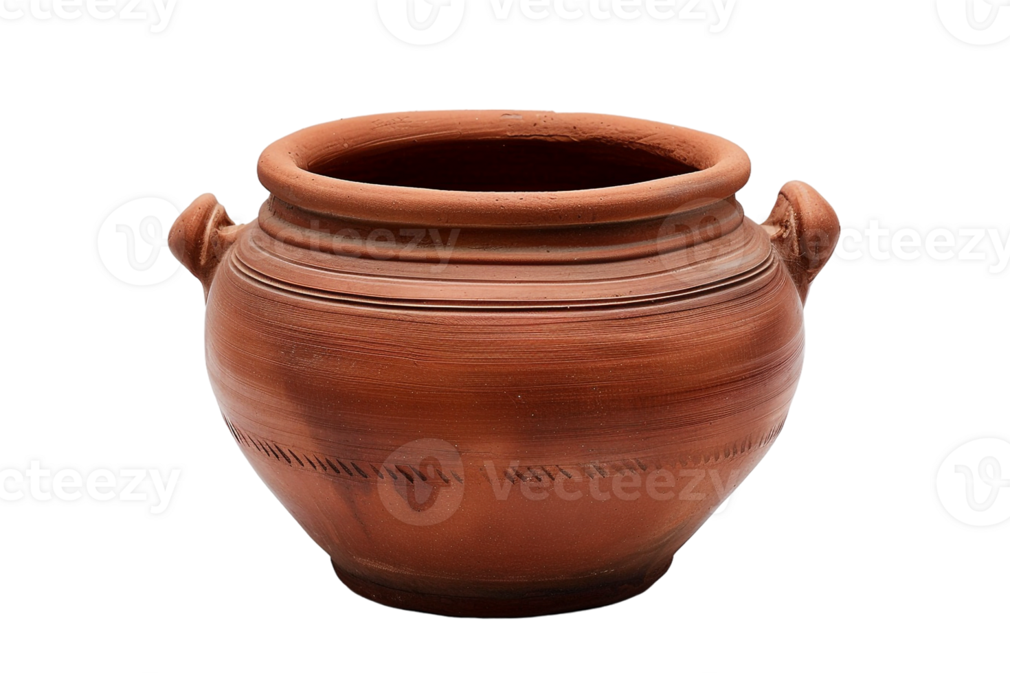 terracotta clay pot, standing alone on a transparent background png