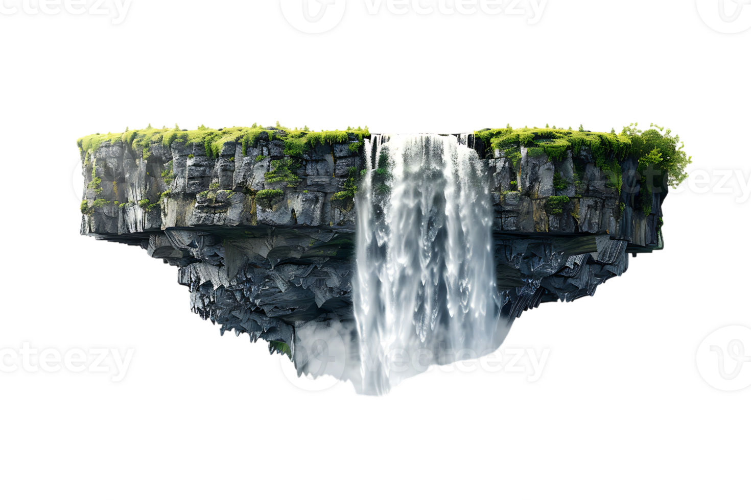 Waterfall on the horizon, isolated against a transparent background png