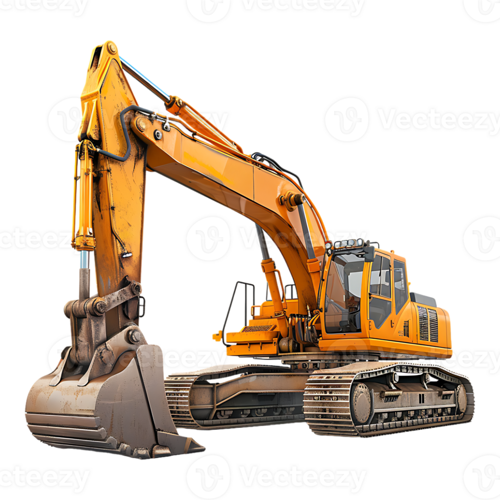 track excavator isolated against a transparent background png
