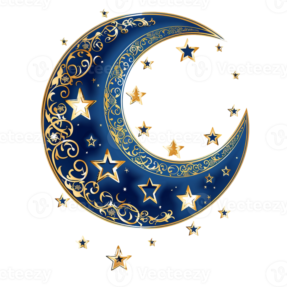 Ramadan moon and star design against transparent backdrop png