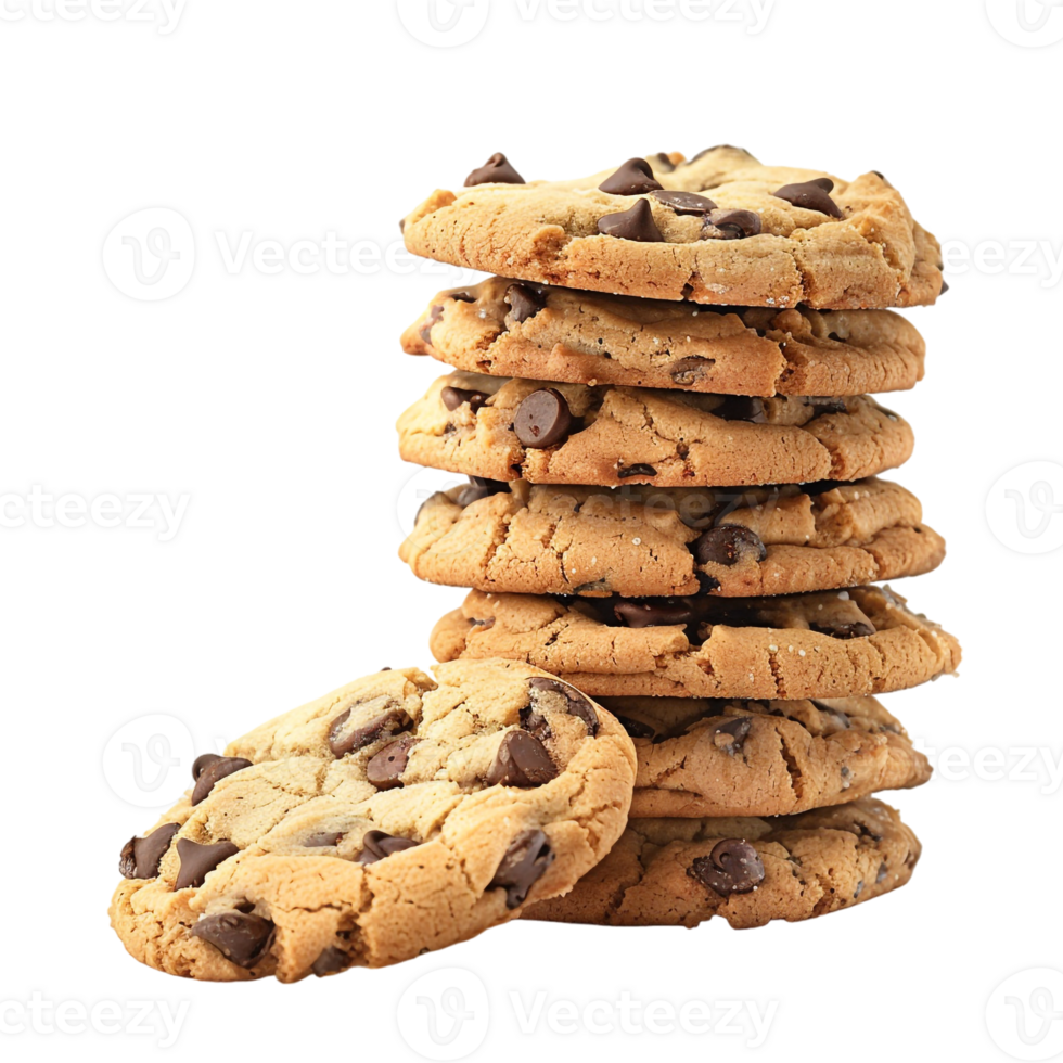 stack of chocolate chip cookies, isolated on a transparent background png