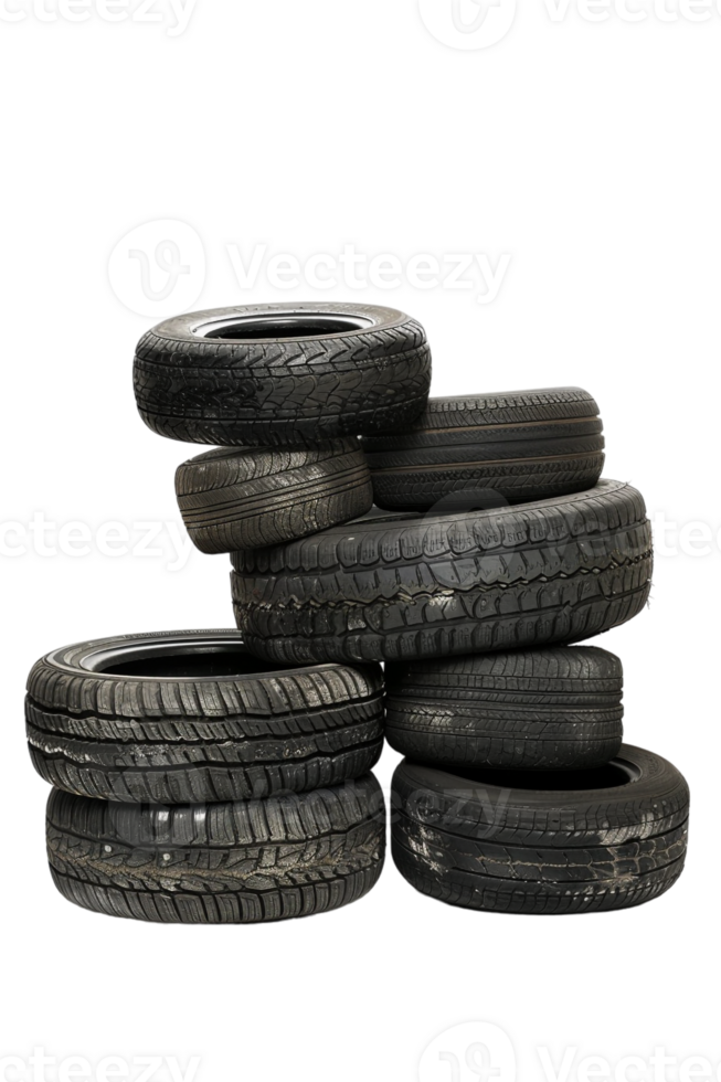 Stack of tires alone against transparent backdrop png